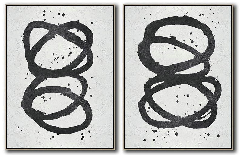Extra Large Canvas Art,Set Of 2 Minimal Painting On Canvas - Large Abstract Wall Art